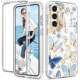Girls Phone Cases Covers Tough Shockproof Tempered Glass Silicone TPU Marble Pattern Galaxy S23, Galaxy S23 Plus, Galaxy S23 Ultra,