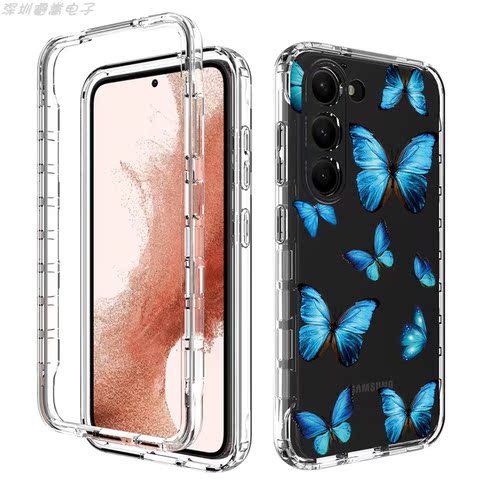 Girls Flower Illustration Tough Shockproof Transparent Clear Silicone TPU S23, S23 Plus, S23 Ultra Samsung Phone Case