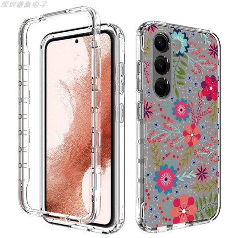 Girls Flower Illustration Tough Shockproof Transparent Clear Silicone TPU S23, S23 Plus, S23 Ultra Samsung Phone Case