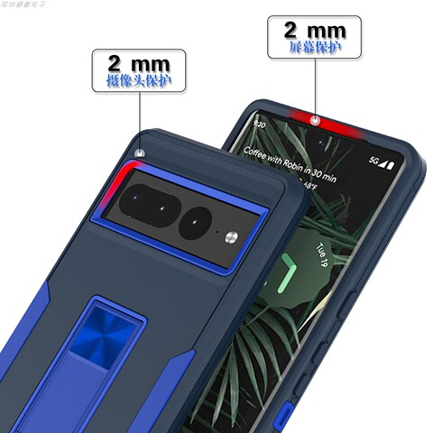 Blue — Tough Shockproof Rugged Hybrid Kickstand Function 7, 7 Pro Google Pixel Phone Case