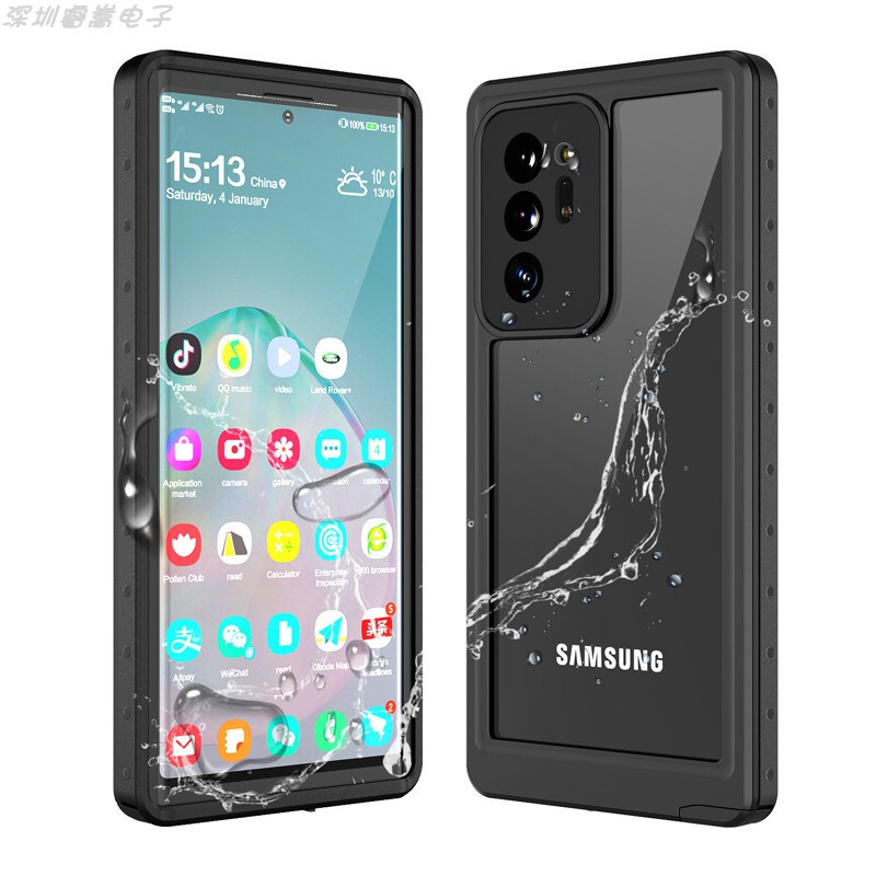 Suitable for Samsung Note20Ultra Transparent Tpu Waterproof Mobile Phone Case with Full Screen Protection and Double-Sided Anti-Fall Cover for the Lens