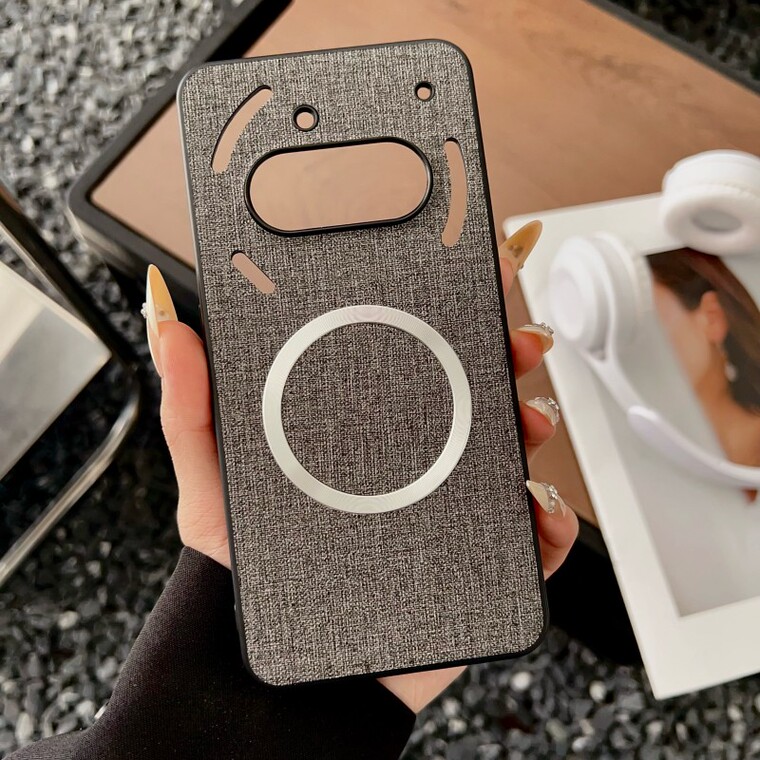 Gray Canvas Rose Gold Mirror MagSafe iPhone Case