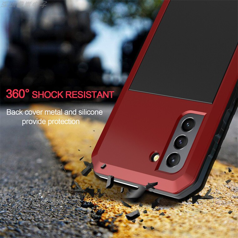 Tough Shockproof Metal Three Layer Full Protection Heavy Duty S23, S23 Plus, S23 Ultra Samsung Phone Case