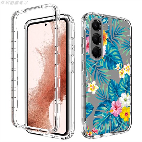 Girls Flower Illustration Tough Shockproof Transparent Clear Silicone TPU S23, S23 Plus, S23 Ultra Samsung Phone Case