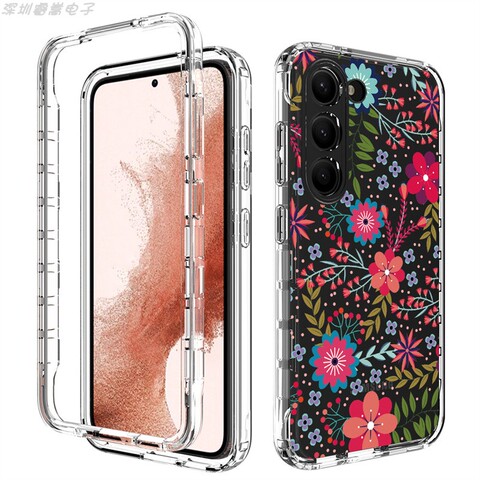 Girls Flower Illustration Tough Shockproof Transparent Clear Silicone TPU S23, S23 Plus, S23 Ultra Samsung Phone Case