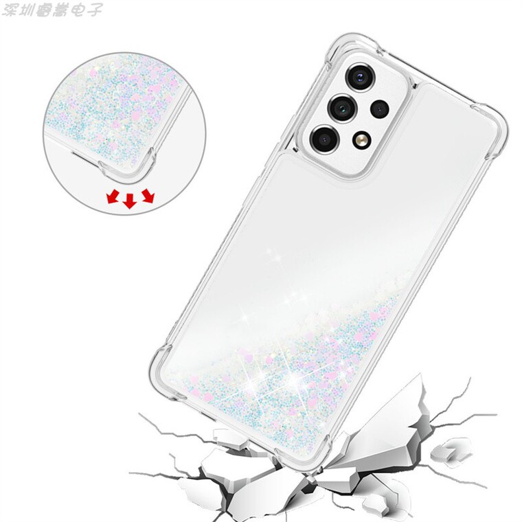 Transparent Clear Quicksand Girls Airbag Corner Protection Glitter Bling A13 5G, A23 5G, A33 5G, A53 5G, A73 5G Samsung Phone