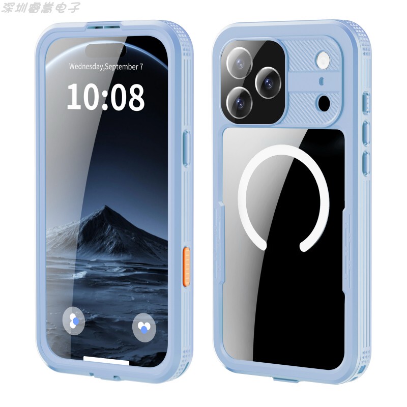 Suitable for iPhone 18 Pro Max Waterproof Phone Case, Apple 17 Pro Max Silicone Case with Integrated Screen Protector, Full Coverage Lens, Air Double-Sided Anti-Drop Front and Back 360 Protection Case, Magsafe Magnetic Attraction