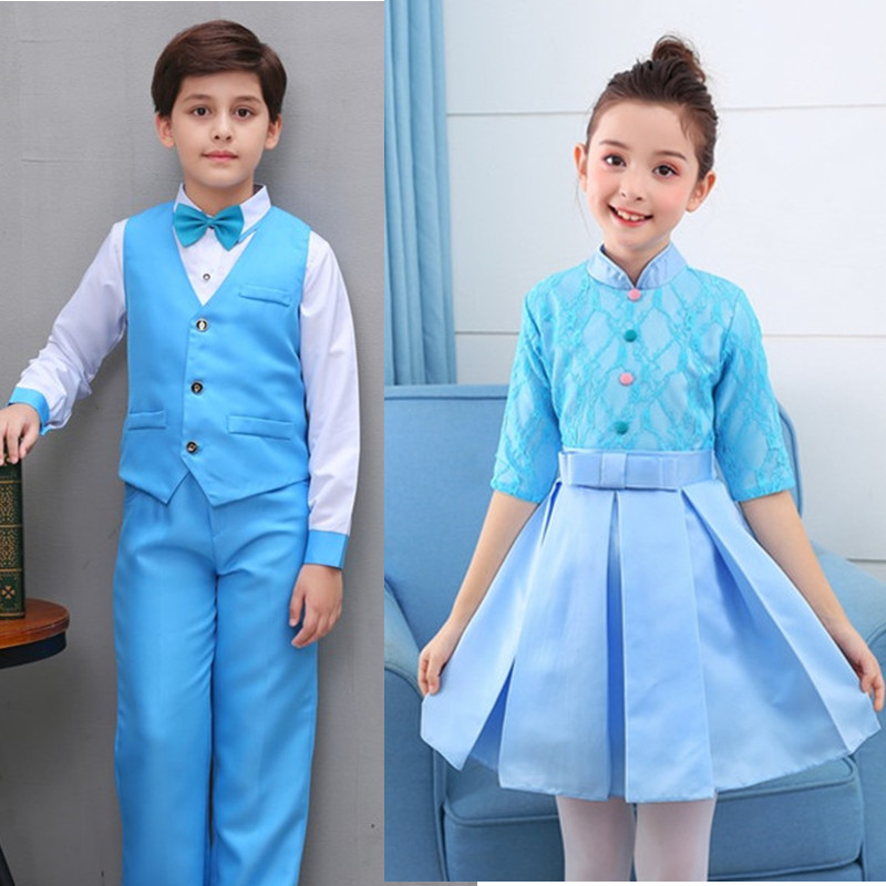 Trang phục trẻ em yếm bé trai và bé gái hoa vest đồng phục học sinh phù hợp với học sinh đọc trang phục nhóm hợp xướng quần áo trẻ em đẹp