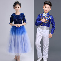 New Tong Tong Chorus Suit Men and Womens Dress Poetry Recitation Childrens Choir Stage Performance Clothing Medium-length dress