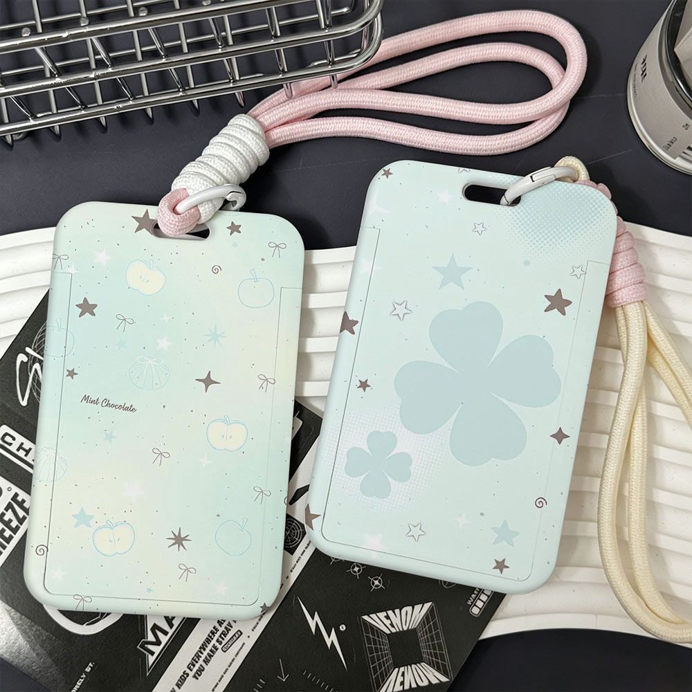 Thin and delicate polka dot summer fresh sliding card holder for meal cards, bus cards, ID cards, access cards, and water cards.