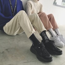 Lin Bend couple jeans men and women Korean version of ins trend straight 9 ankle-length pants bf Harajuku style casual leggings