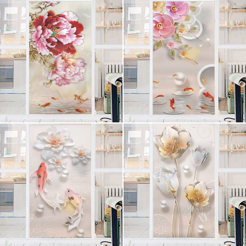 Makeup Room Glass Sticker Frosted Window Sticker Anti-Peep Bathroom Light Transmission Opaque Electrostatic Decoration China Wind