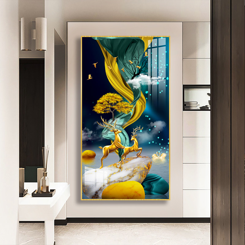 Living room corridor frescoes light extravaganza Extravaganza Decoration Painting Modern Minimalist Entrance to the end vertical version of the door Entrance Hanging Painting