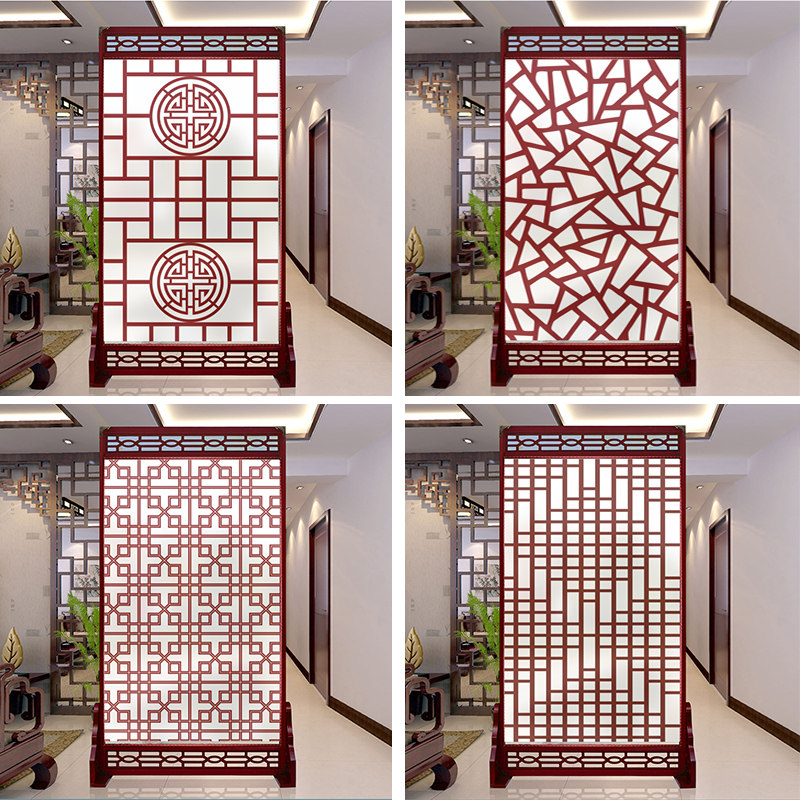 Chinese style retro antique gaggi window with light transmission opaque electrostatic frosted dressing room moving door glass adhesive film