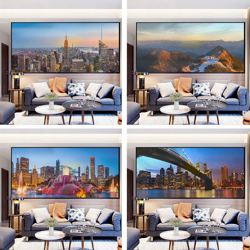 Horizontal version sticker electrostatic glass adhesive film Opaque Makeup Room Frosted Window Sticker waterproof office Wind scape Painting