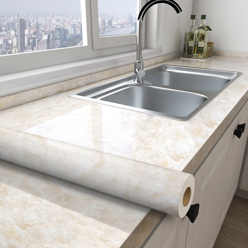 10 m kitchen anti-oil stickers wallpaper self-adhesive waterproof overall cabinet foci Marble Cling Film Furniture Refurbishment Wall Sticker