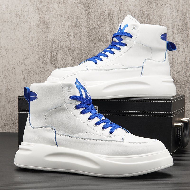 Tide Card Men's Shoes White High Cylinder Board Shoes 2022 New Tide Shoes Summer Season Heightening Shoes Men's Thick Bottom Martin boots