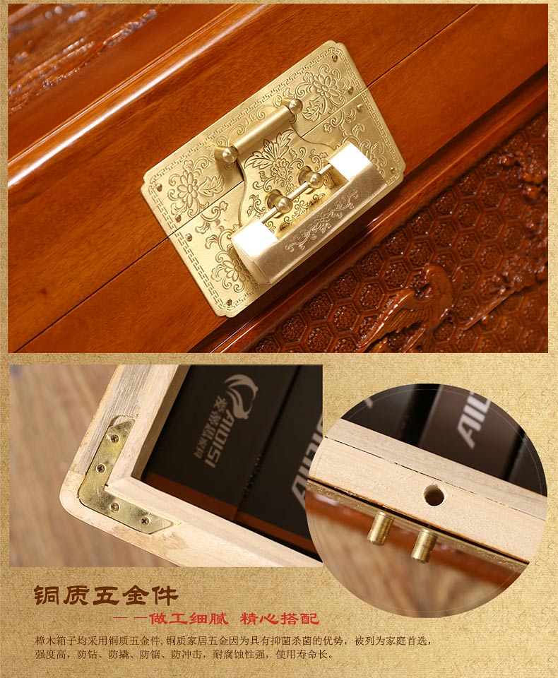 Hộp gỗ rắn gỗ long não lưu trữ gỗ của hồi môn quần áo hộp sơn và lưu trữ hộp lưu trữ chim hộp thư pháp hộp có khóa - Cái hộp hộp gỗ đựng đồ