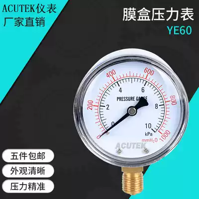 ACUTEK MEMBRANE BOX PRESSURE GAUGE YE60 10KPA M14*1 5 GAS METER MICRO PRESSURE GAUGE GAS METER