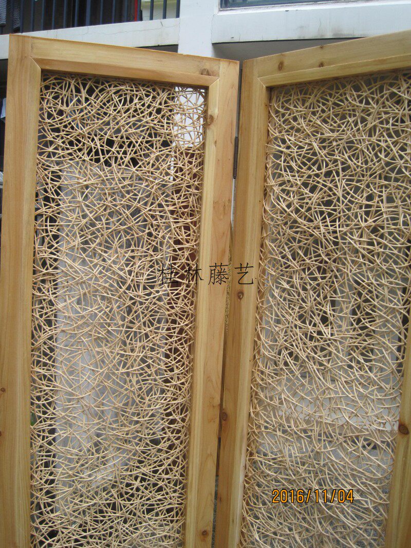ширма 藤木屏风隔断藤艺屏风 藤编屏风 藤编家具藤折屏 Guilin Rattan
