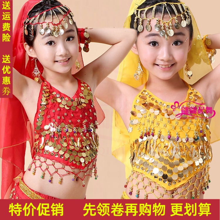 New toddler belly dance performance clothes for children Indian dance to serve girl's Xinjiang ethnic dance belly blouse