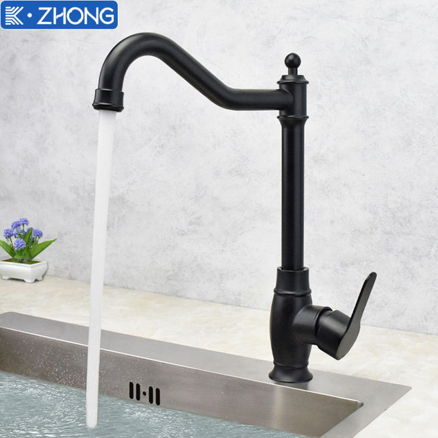 European-Style Kitchen 304 Stainless Steel Faucet Hot and Cold Household Sink Washbasin European-Style Black Faucet