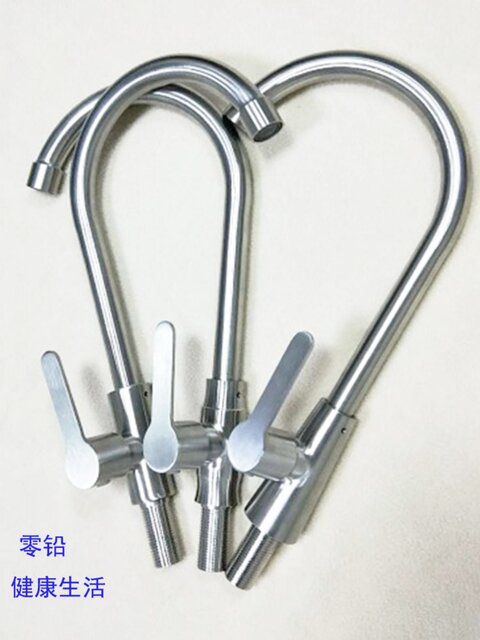 Sus304 Stainless Steel Faucet Single Cold Water Kitchen Faucet for Sink, Dishwashing Sink, Rotatable and Thickened