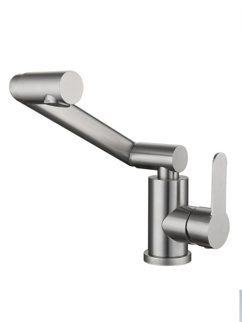 304 Stainless Steel Household Countertop Basin with Swivel Faucet for Hot and Cold Water, Washbasin for Bathroom