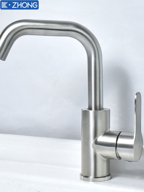 304 Stainless Steel Faucet for Kitchen, Balcony, Toilet, Bathroom, Basin, Hot and Cold Water Faucet, Rotating Single-Hole Countertop Basin