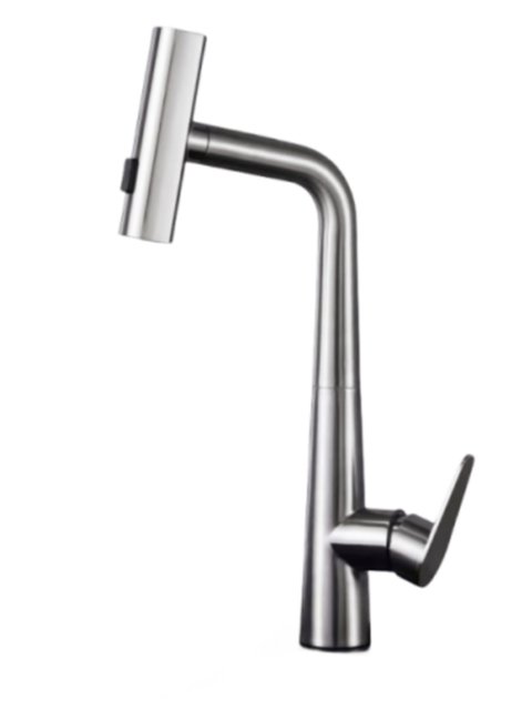 304 Stainless Steel Pull-Out Hot and Cold Kitchen Rain Faucet for Sink, Dishwashing Sink, Rotatable and Extendable