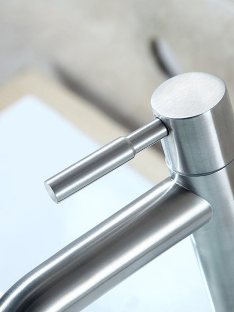 304 Stainless Steel Lead-Free Single Cold Water Basin Faucet Single-Hole Countertop Basin Heightened Washbasin Copper Core Faucet Manufacturer