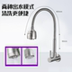 304 Stainless Steel Wall-Mounted Faucet, Single Cold Water, for Home Kitchen Sink, Extended Side Inlet, Pull-Out, Swivel