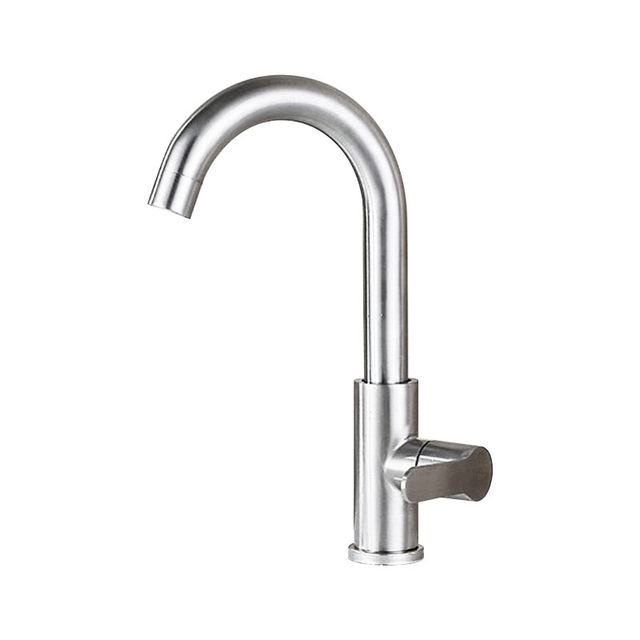 304 Stainless Steel Basin Faucet Single Cold Rotating Household Bathroom Countertop Upper and Lower Basin Washbasin Hand Washing Faucet