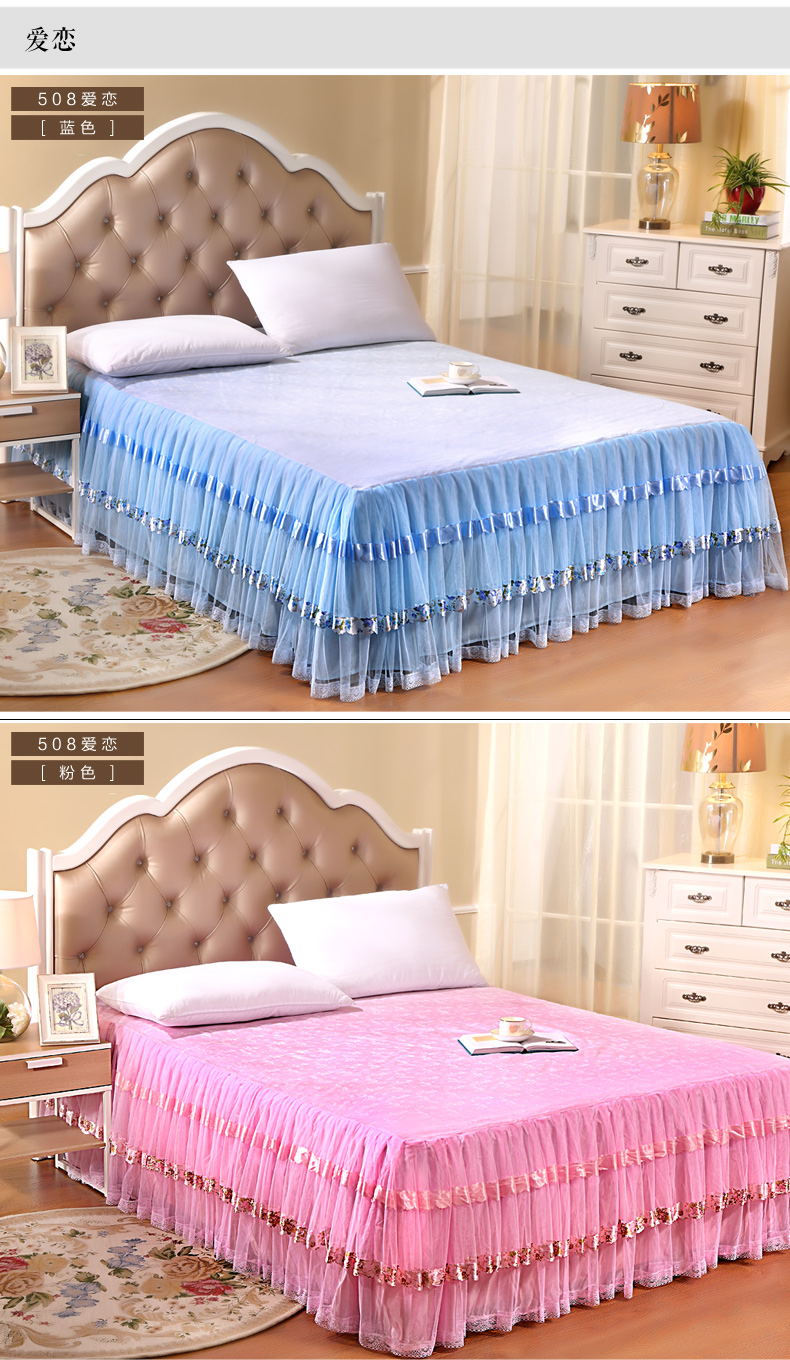 Jingning giường đêm váy công chúa ren một mảnh 1,8 m 1,5 m giường lanh bedspread Fitted Simmons nệm bảo vệ - Váy Petti drap giường có viền