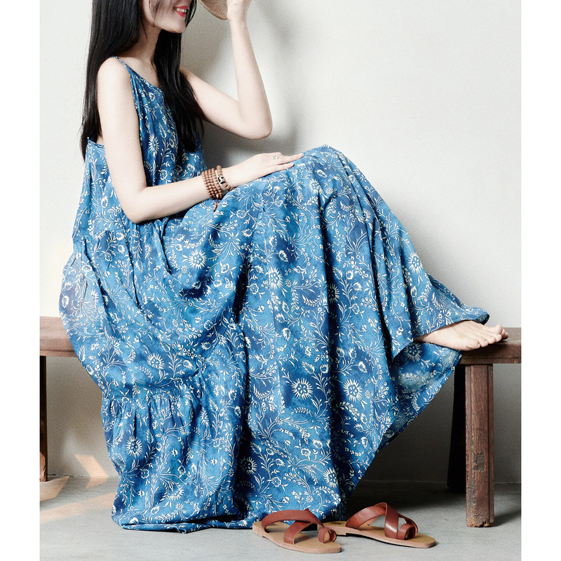 115kg Extra Large Size Artistic Vacation Style Long Pure Cotton Strap Dress 300+ Size Loose Fit Covering Flaws Beach Dress 115kg Extra Large Size Artistic Vacation Style Long Pure Cotton Strap Dress 300+ Size Loose Fit Covering Flaws Beach Dress