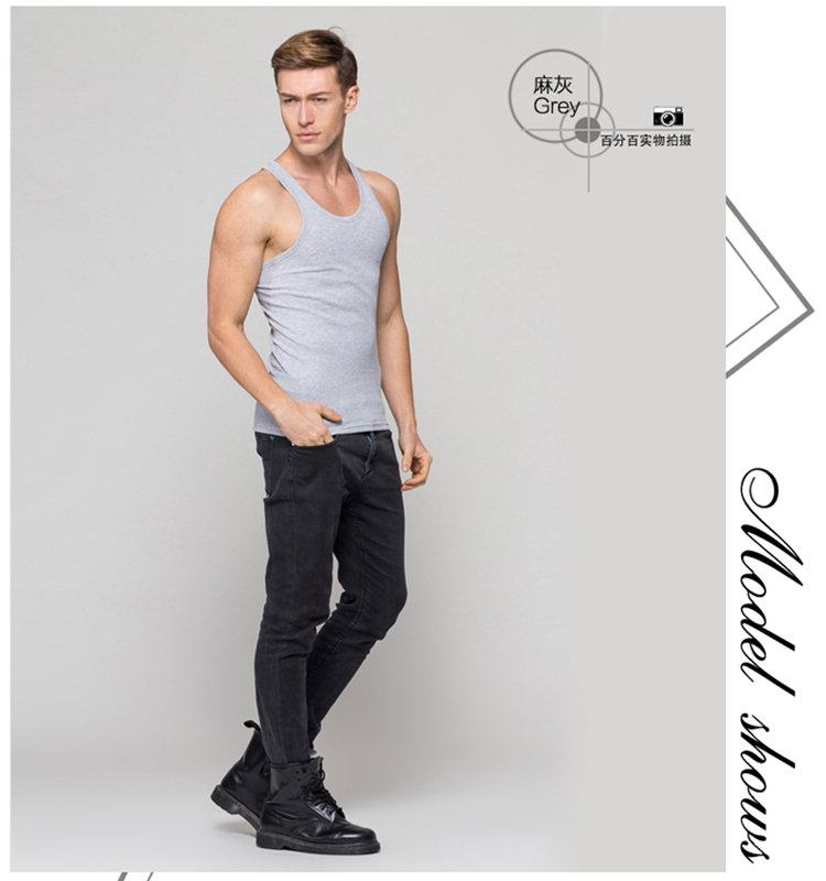 Áo vest nam Trung Quốc 2017 cotton mùa hè Kiểu dáng thể thao co giãn thoáng khí áo thun nam body