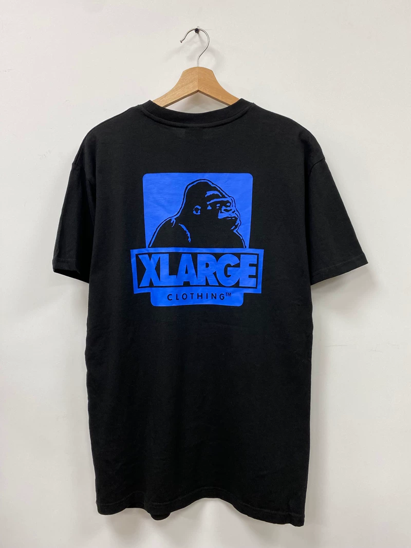 AU X-LARGE 91 текст футболка классическая макака летнее короткие рукава улица стиль
