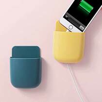 Non-perforated wall-mounted paste storage rack mobile phone bedside finishing rack remote control sundries storage box with line hole