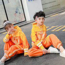 Hip-hop childrens street dance clothing boy suit autumn long sleeve girl jazz dance performance clothing Korean loose coat tide