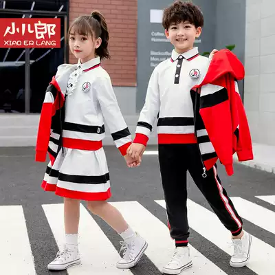 Spring and autumn new three-piece school uniforms for primary school students Boys and girls sports games class clothes Children's British college wind garden clothes