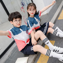 Childrens short-sleeved shirt womens summer Big Boy Korean version of pure white cotton thin student suit performance class uniforms