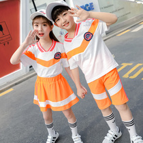 Summer primary school uniforms Summer cotton childrens leisure sports suit New lapel primary school class uniforms