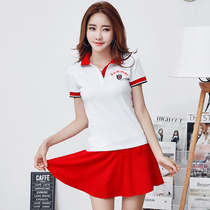 Tennis clothing sports suit womens skirt pants two-piece summer short sleeve skirt kindergarten Garden clothes large size work clothes tide tide