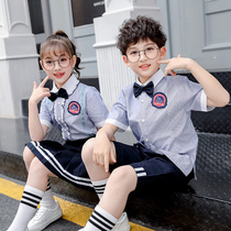 Kindergarten garden clothing summer new childrens clothing short sleeve suit British style primary and secondary school students class uniforms for boys and girls