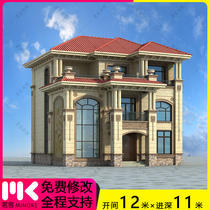 Three Floors Luxury European-style Villa Drawings with hydropower rural countryside SgWorks