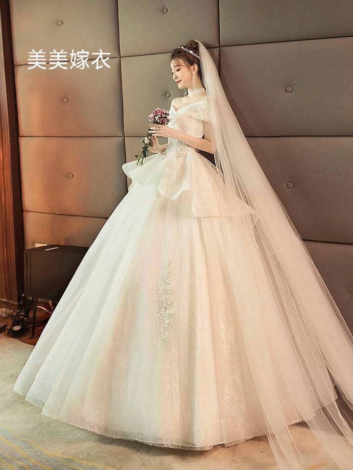 Main wedding dress 2022 new spring Korean fashion Princess Conspicuously Slim-Shoulder Wedding Dresses Bridal Dresses Bridal Women