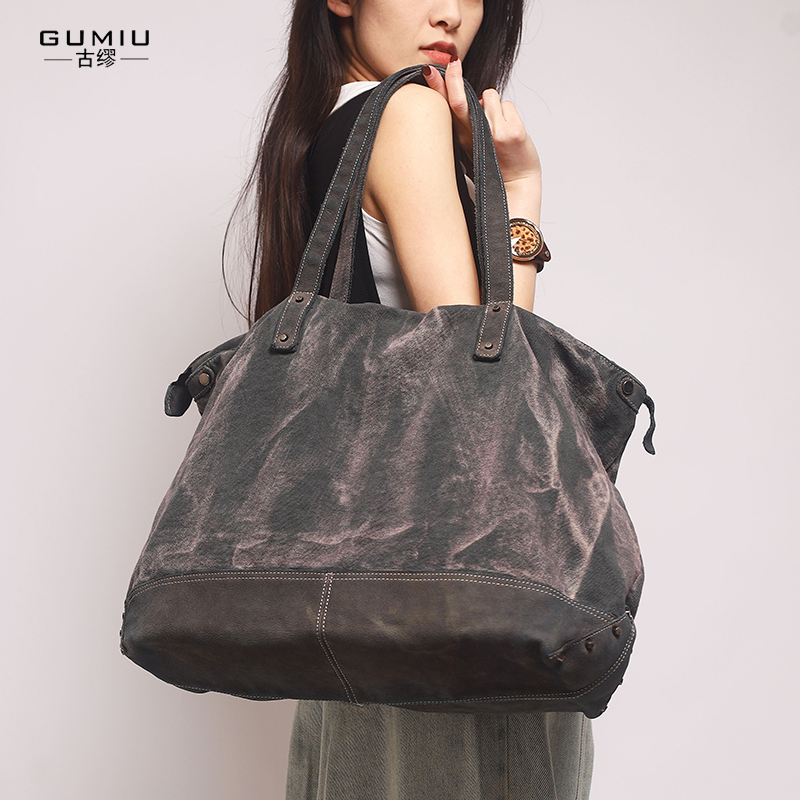 Original Hot-Selling Retro Bag, Large-Capacity Canvas Bag, Shoulder Bag, Niche High-End Commuter Casual Tote Bag, Women's Bag