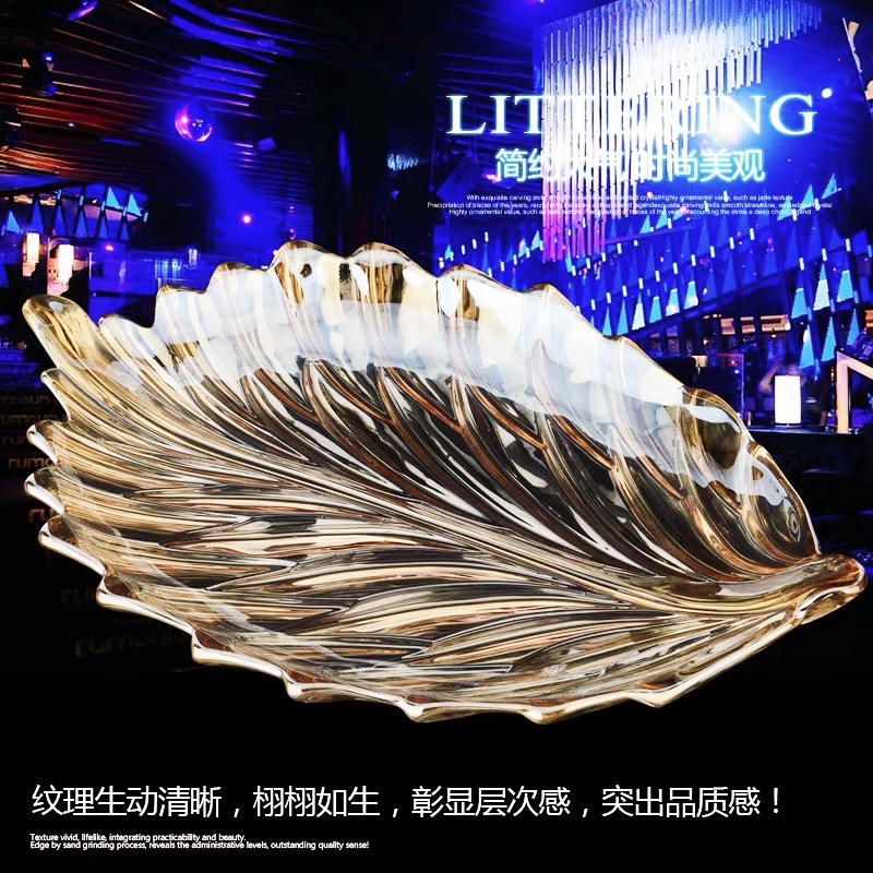 Creative fruit platter European living room lead-free crystal glass fruit platter Candy platter Large fruit platter KTV bar