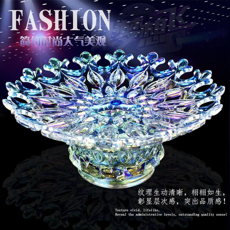 High-grade creative crystal glass fruit plate Large candy plate KTV bar Hotel European-style light luxury living room