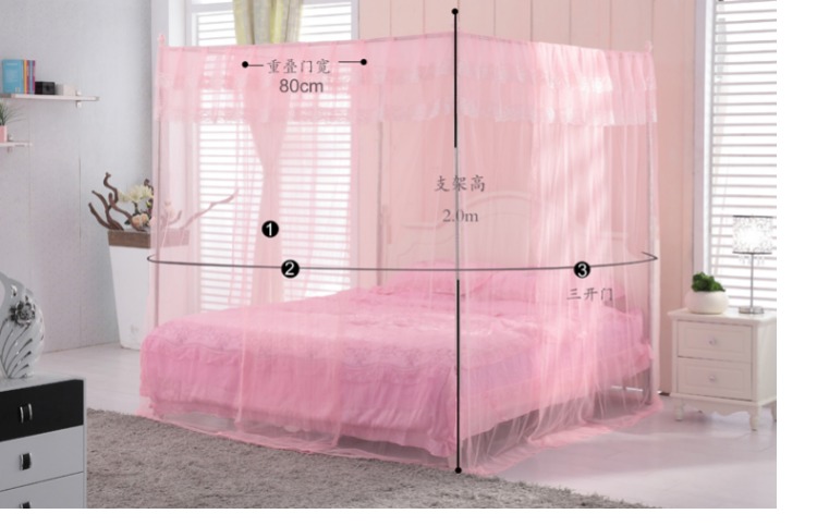 Không gỉ lưới thép ba khung cửa phẳng tòa tầng thượng 1.2 / 1.5 / 1.8m m giường thực hiện để tăng - Lưới chống muỗi màn chụp gấp gọn thông minh